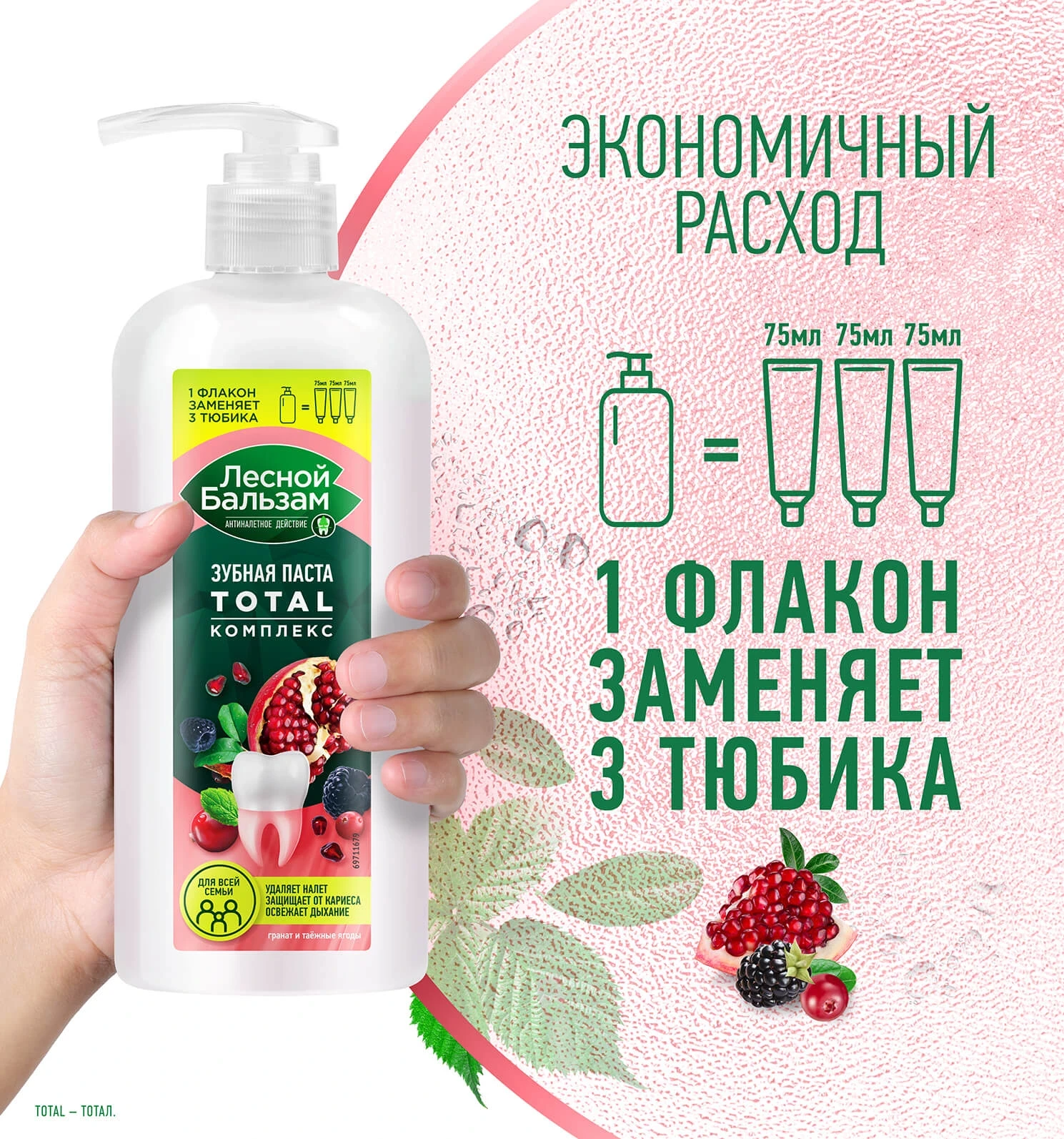 Фото3: Зубная паста с дозатором Гранат и таежные ягоды